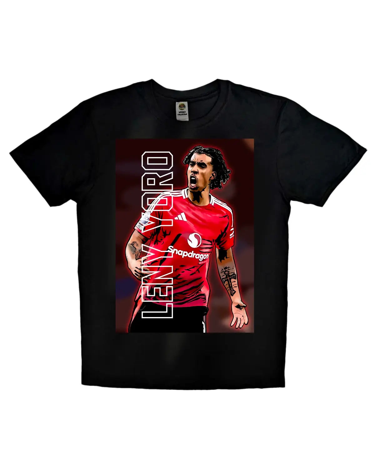 Leny Yoro Manchester United Wonderkid T-shirt – young centre-back design, unisex football fan apparel in black or white