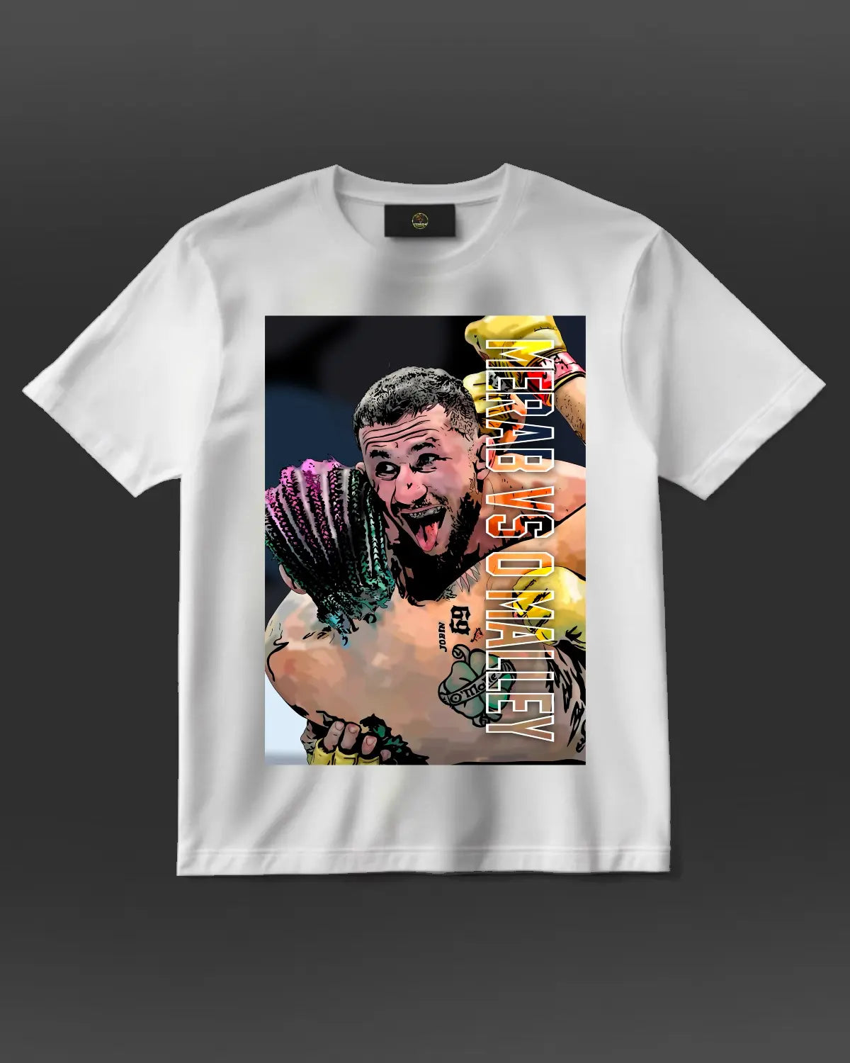 GrizzlyGFX UFC Rewind T-shirt – Merab Dvalishvili vs Sean O’Malley artwork design in black or white, perfect for MMA fans