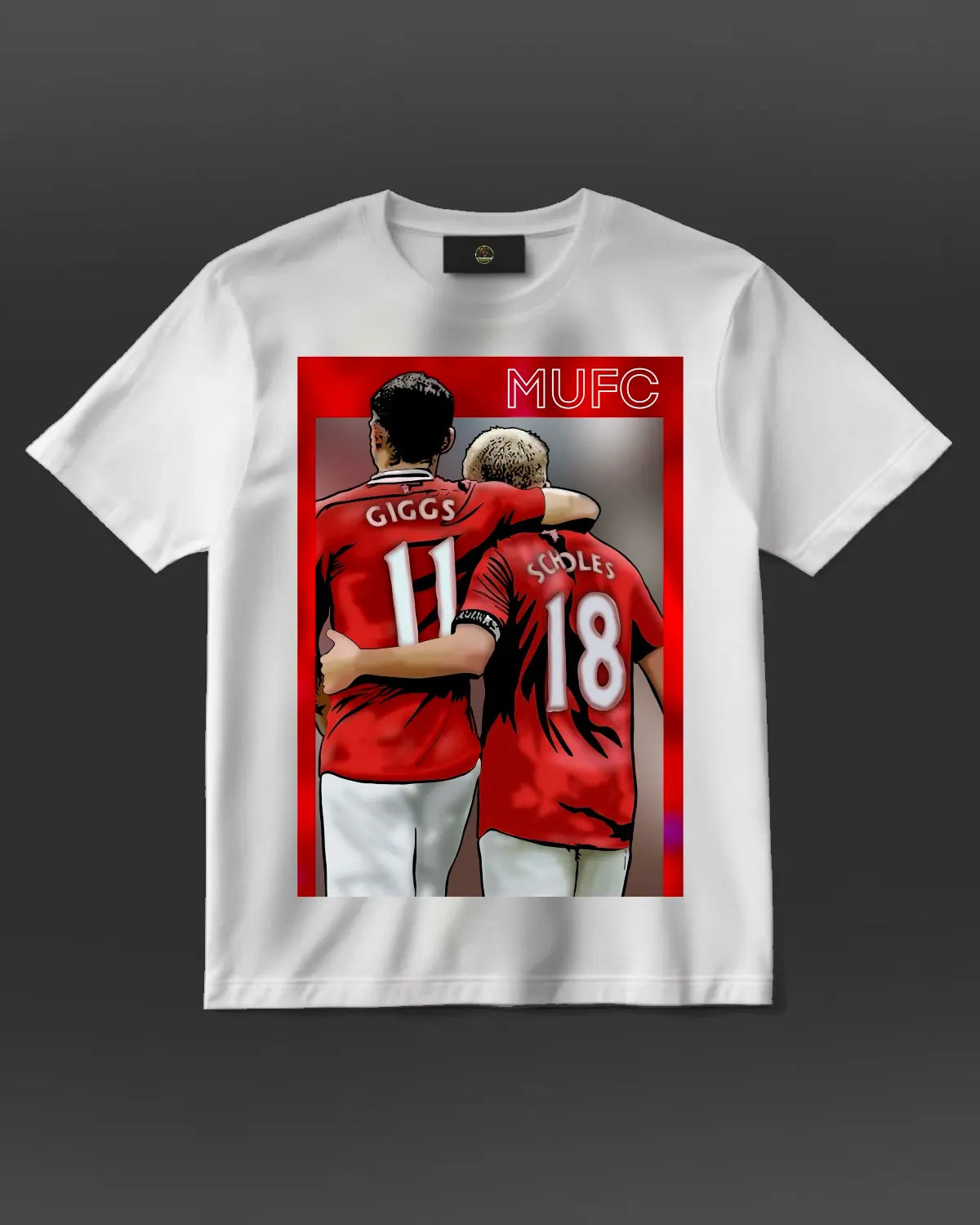 Ryan Giggs and Paul Scholes Manchester United legends T-shirt by GrizzlyGFX – unisex black or white apparel for football fans