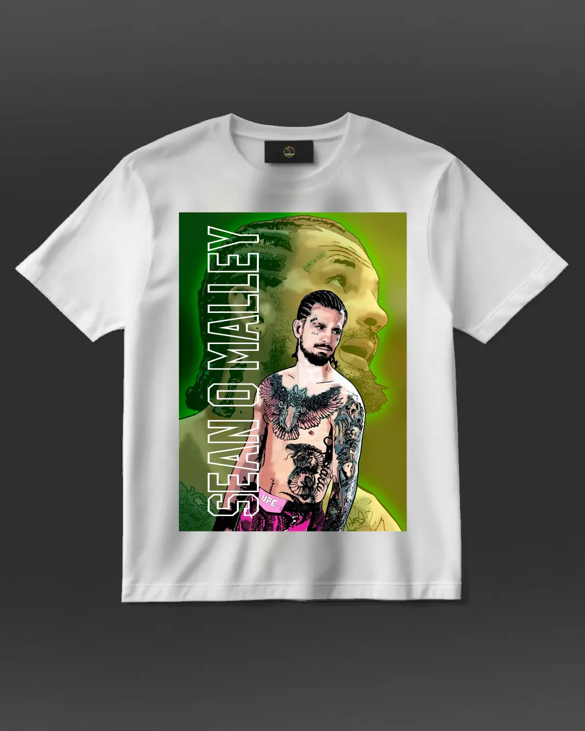 Suga Sean O’Malley GrizzlyGFX T-shirt – Unisex adults graphic tee in black or white featuring UFC champion artwork, perfect for MMA fans