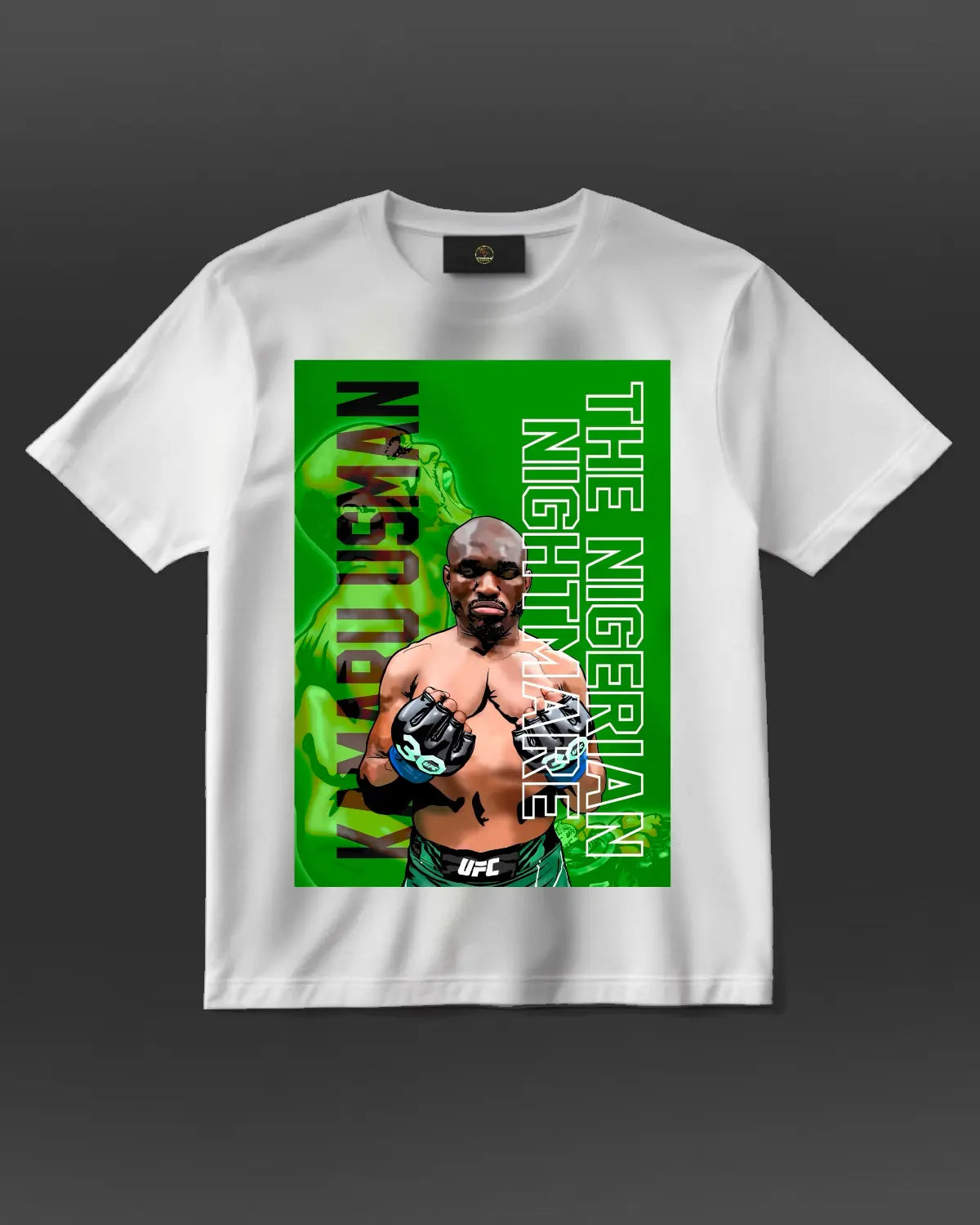 Kamaru Usman Nigerian Nightmare T-shirt in black or white – adult unisex MMA fan apparel by GrizzlyGFX