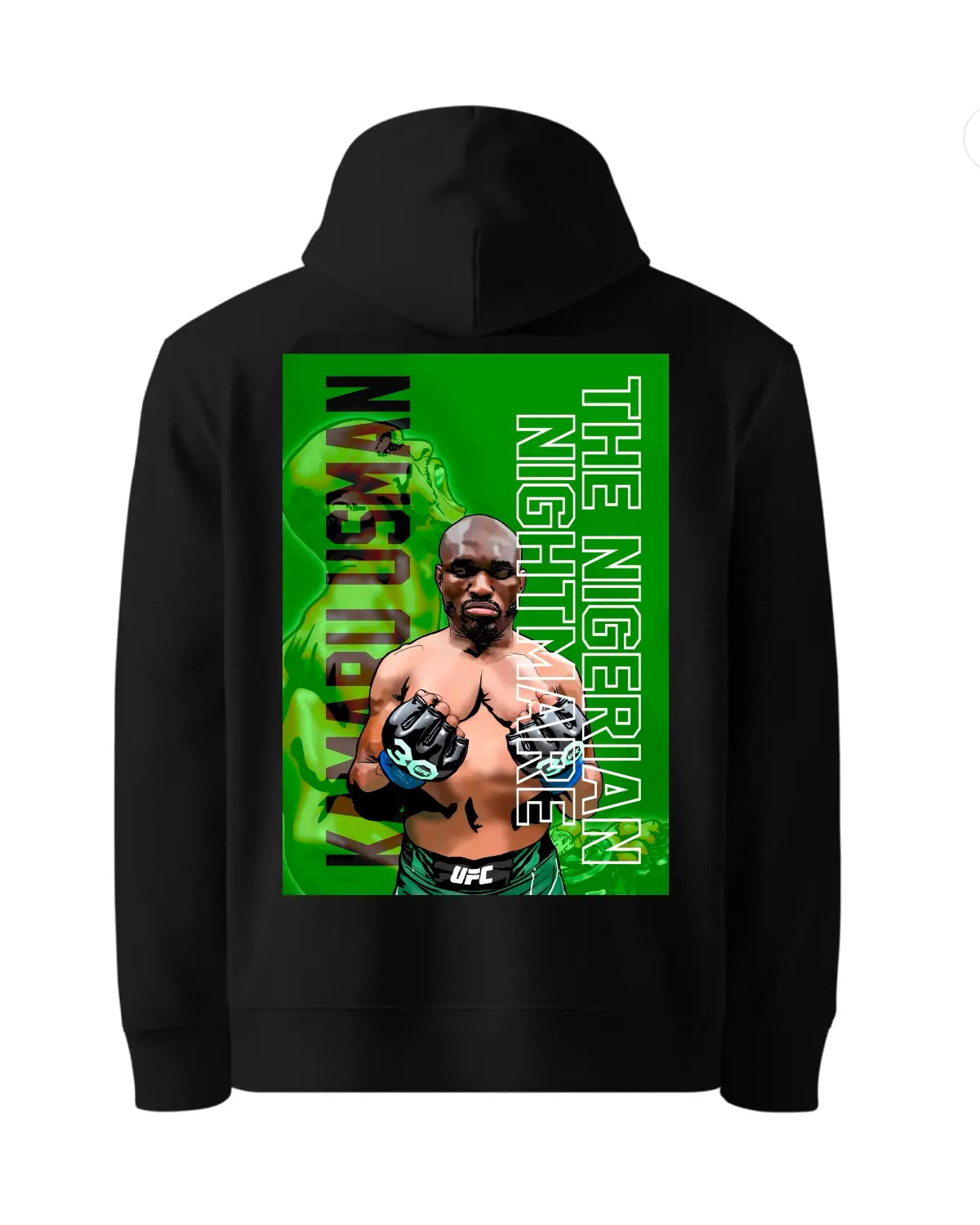 Kamaru Usman hoodie black or white – unisex MMA fan apparel “Nigerian Nightmare” design by GrizzlyGFX