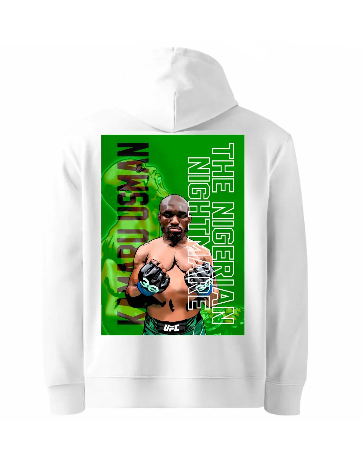 Kamaru Usman hoodie black or white – unisex MMA fan apparel “Nigerian Nightmare” design by GrizzlyGFX