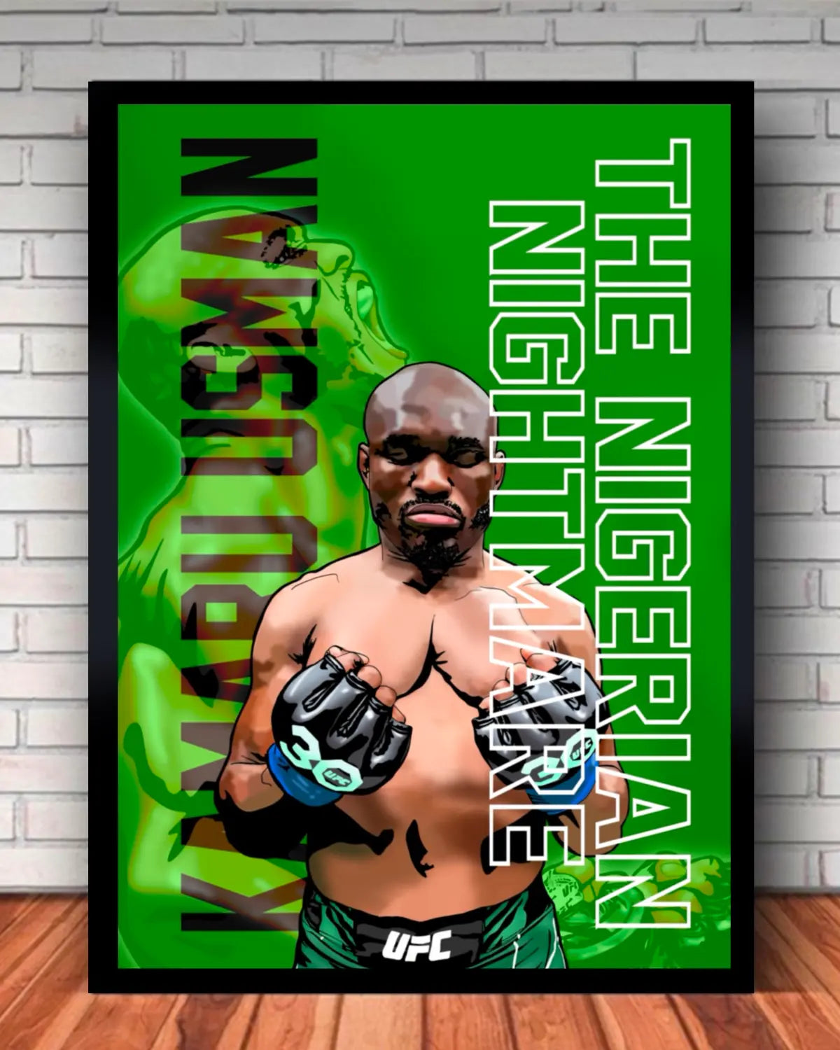 Kamaru Usman 24x36 black framed canvas UFC Nigerian Nightmare champion art by GrizzlyGFX