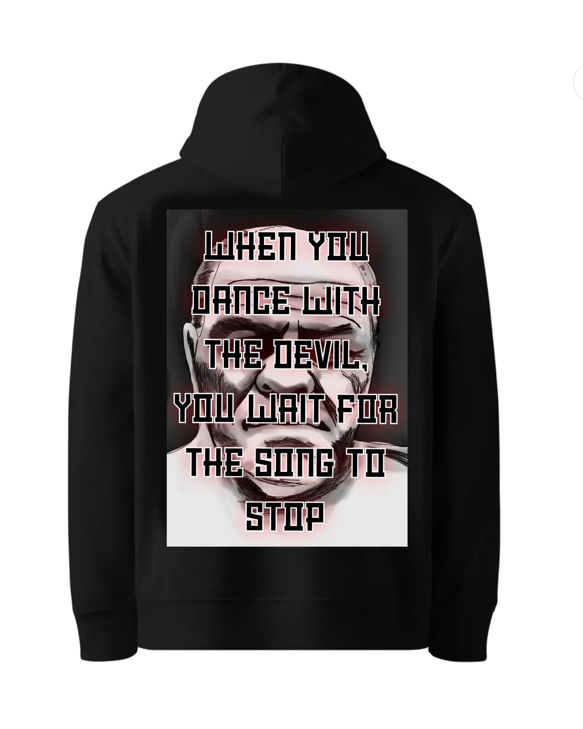 Black or white unisex hoodie with Lenny McLean quote “When you dance with the devil, you wait for the song to stop” – GrizzlyGFX bare-knuckle boxing tribute