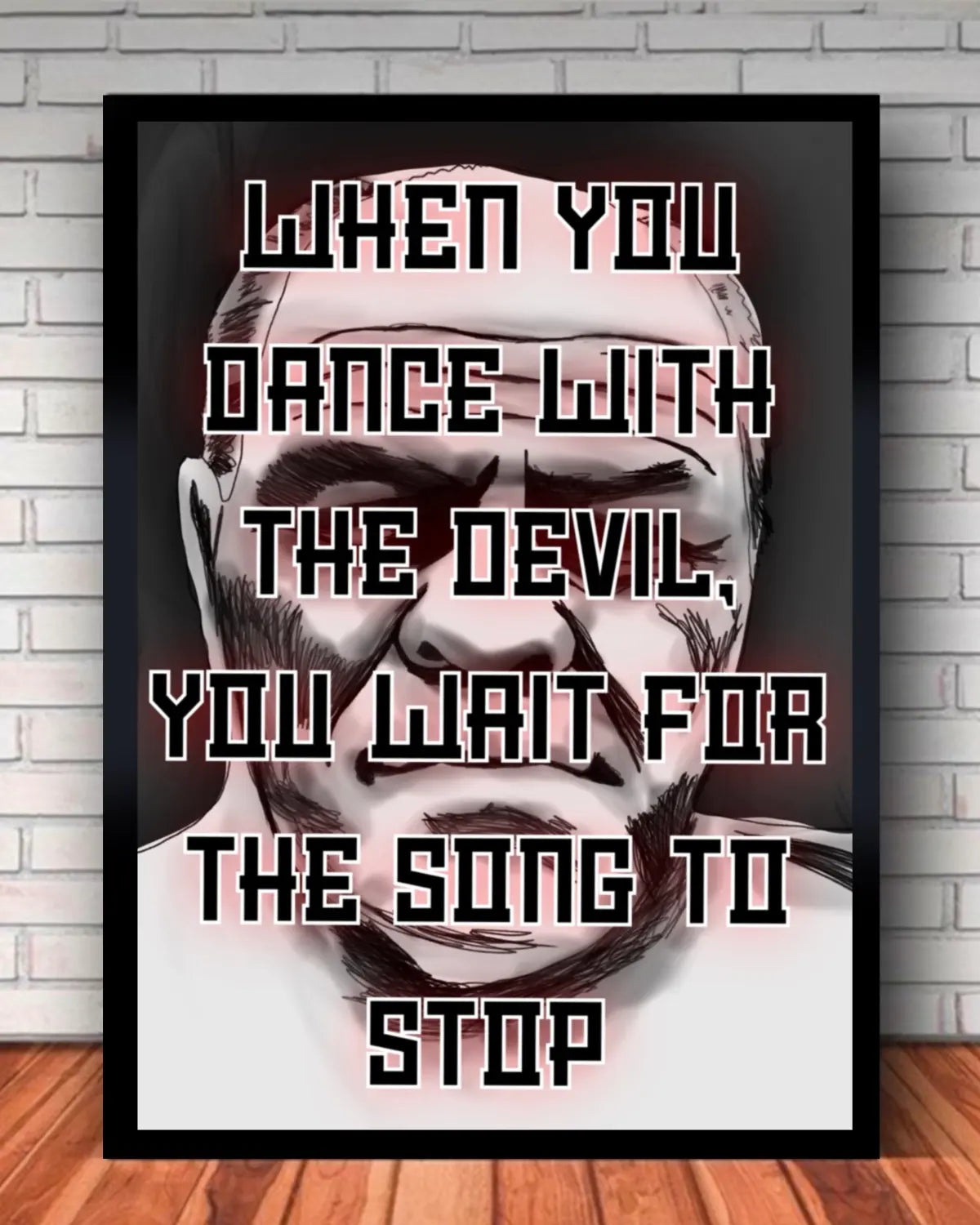 24x36 black framed canvas of Lenny McLean quote “Dance with the Devil” – GrizzlyGFX bare-knuckle fight tribute