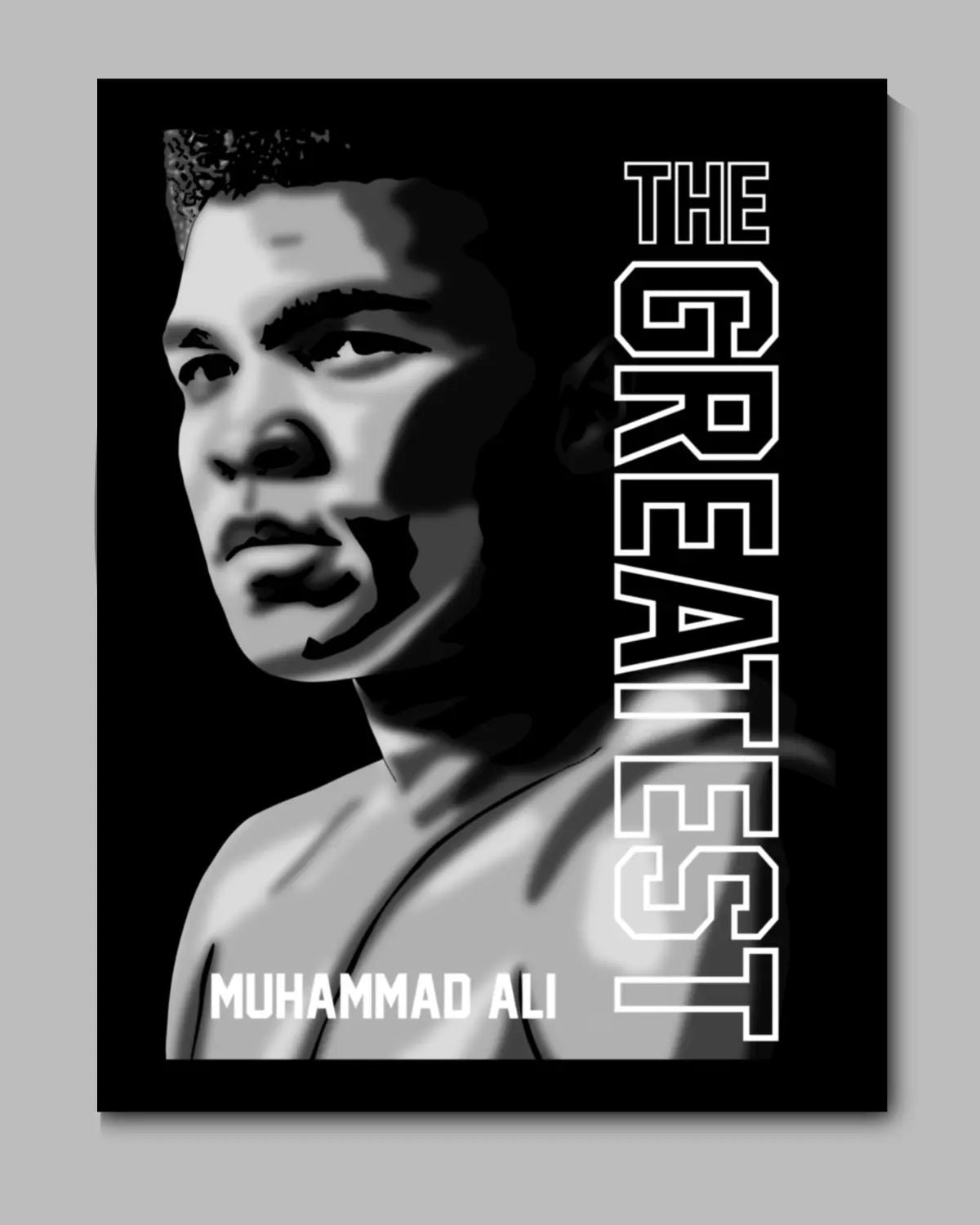 24x36 Muhammad Ali framed canvas by GrizzlyGFX – black floating frame wall art