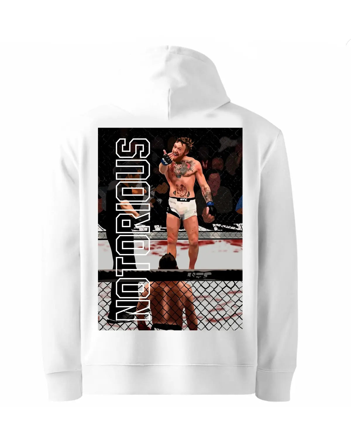 Black or white unisex hoodie featuring Conor McGregor “Bring It On” design from UFC 189 vs Chad Mendes by GrizzlyGFX