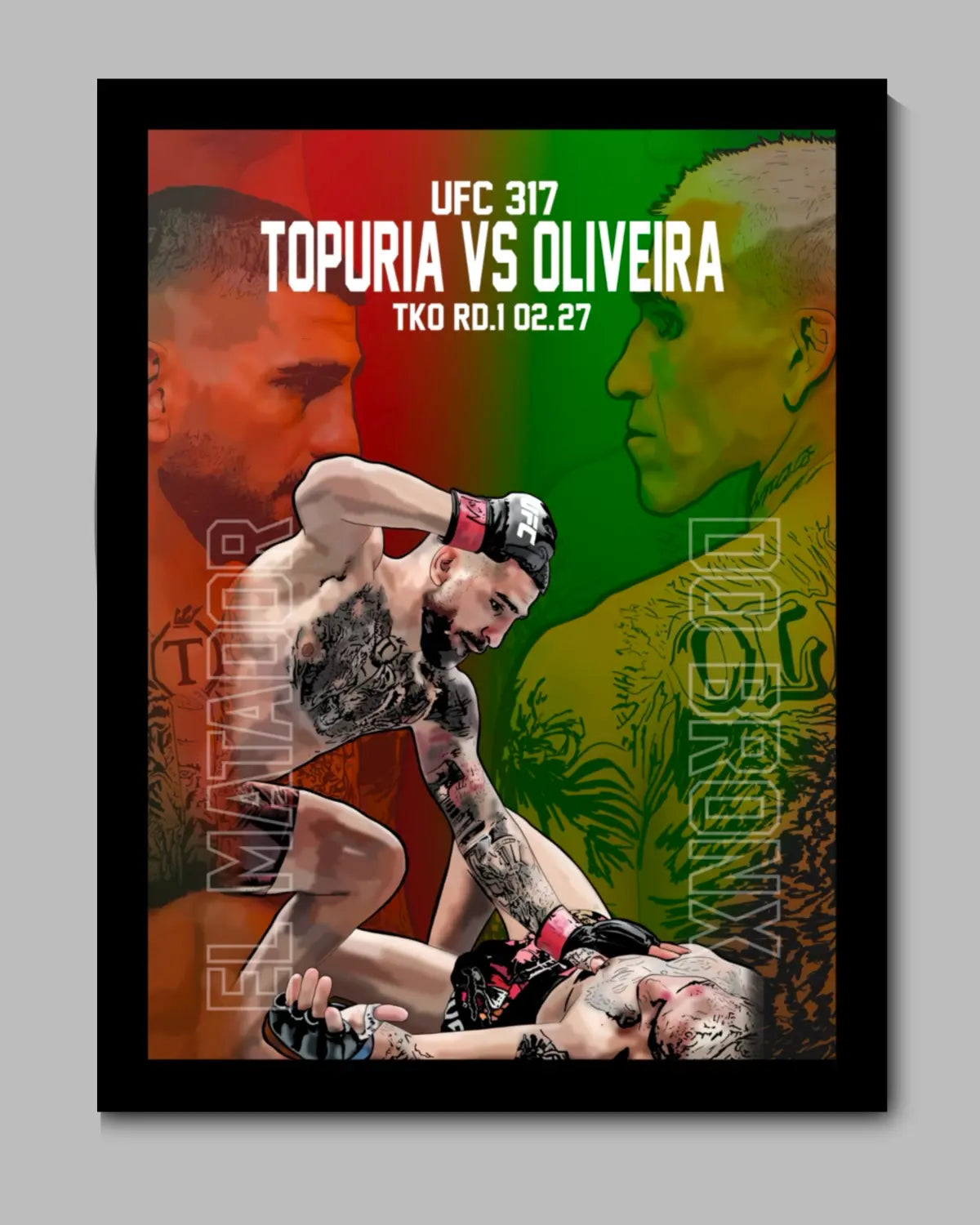 24x36 Framed Canvas – Ilia Topuria UFC Lightweight Champion Artwork | GrizzlyGFX