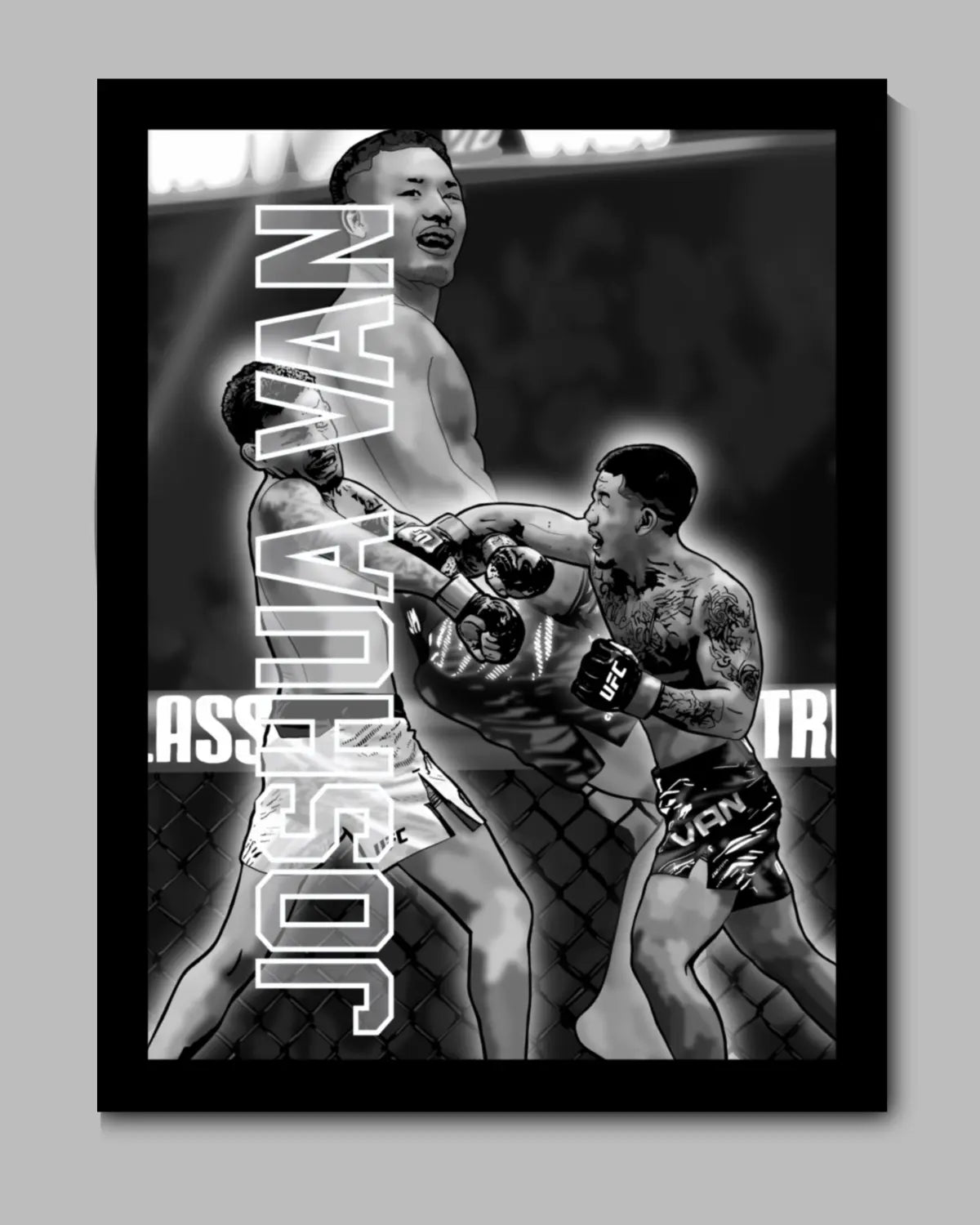 Joshua Van Monochrome UFC Artwork – 24×36 Framed Canvas