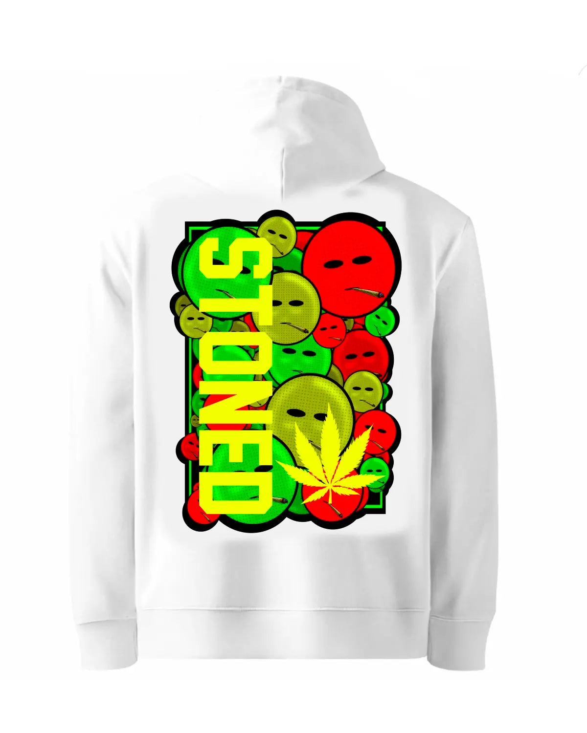Stoned Smiley Faces Hoodie by GrizzlySlapz – Adult Unisex (Black or White)