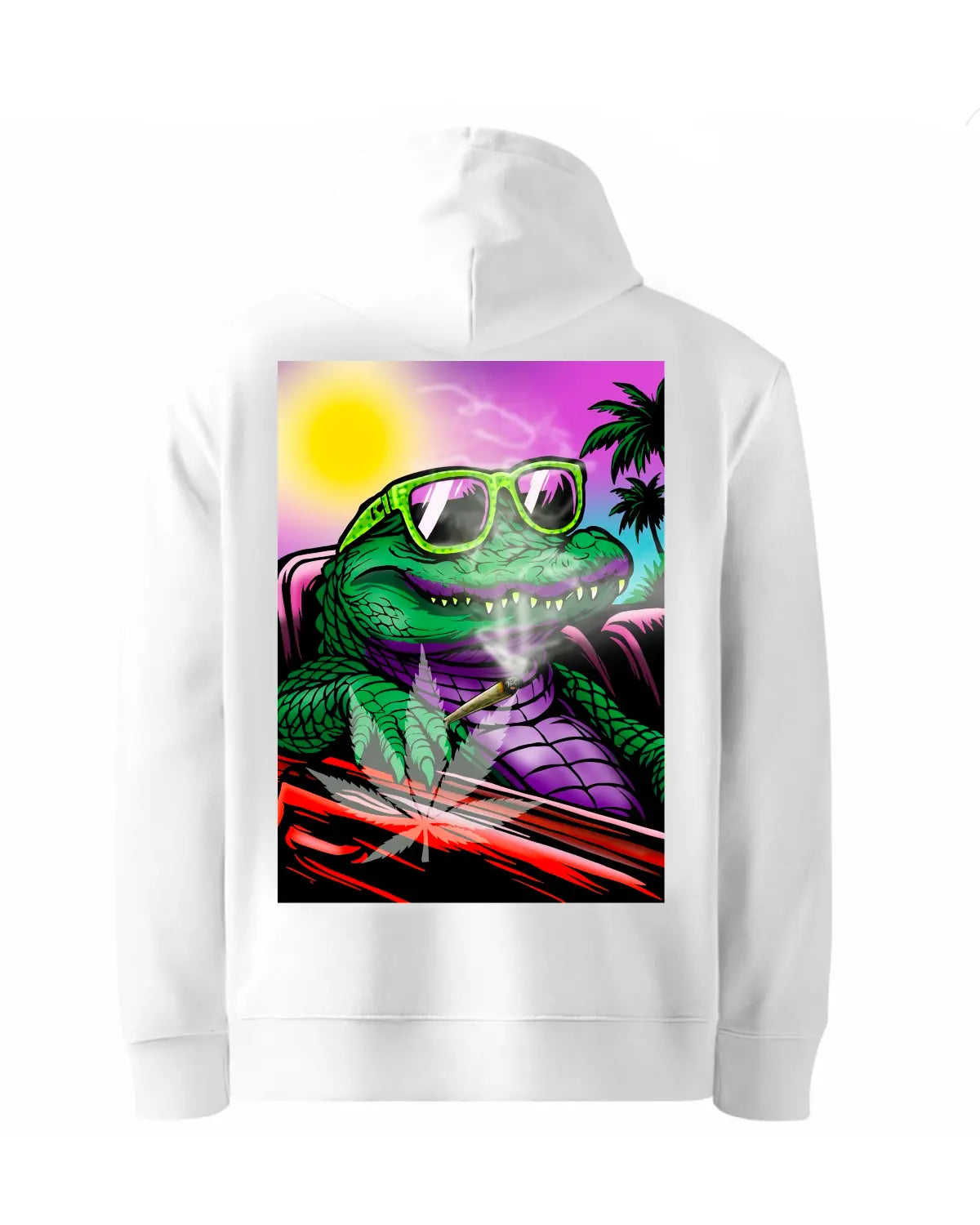 Blazed Crocodile Smoking & Driving – Weed Artwork Hoodie by GrizzlySlapz