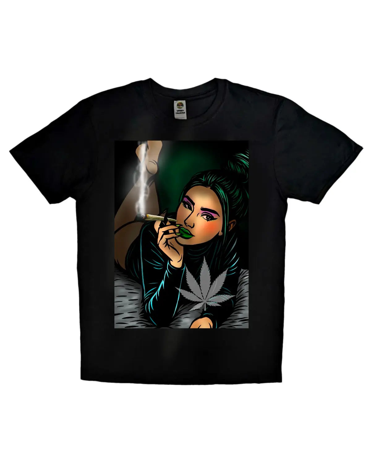 Laid Back Beauty – Relaxed Weed-Inspired Art T-Shirt by GrizzlySlapz (Adult Unisex, Black or White)