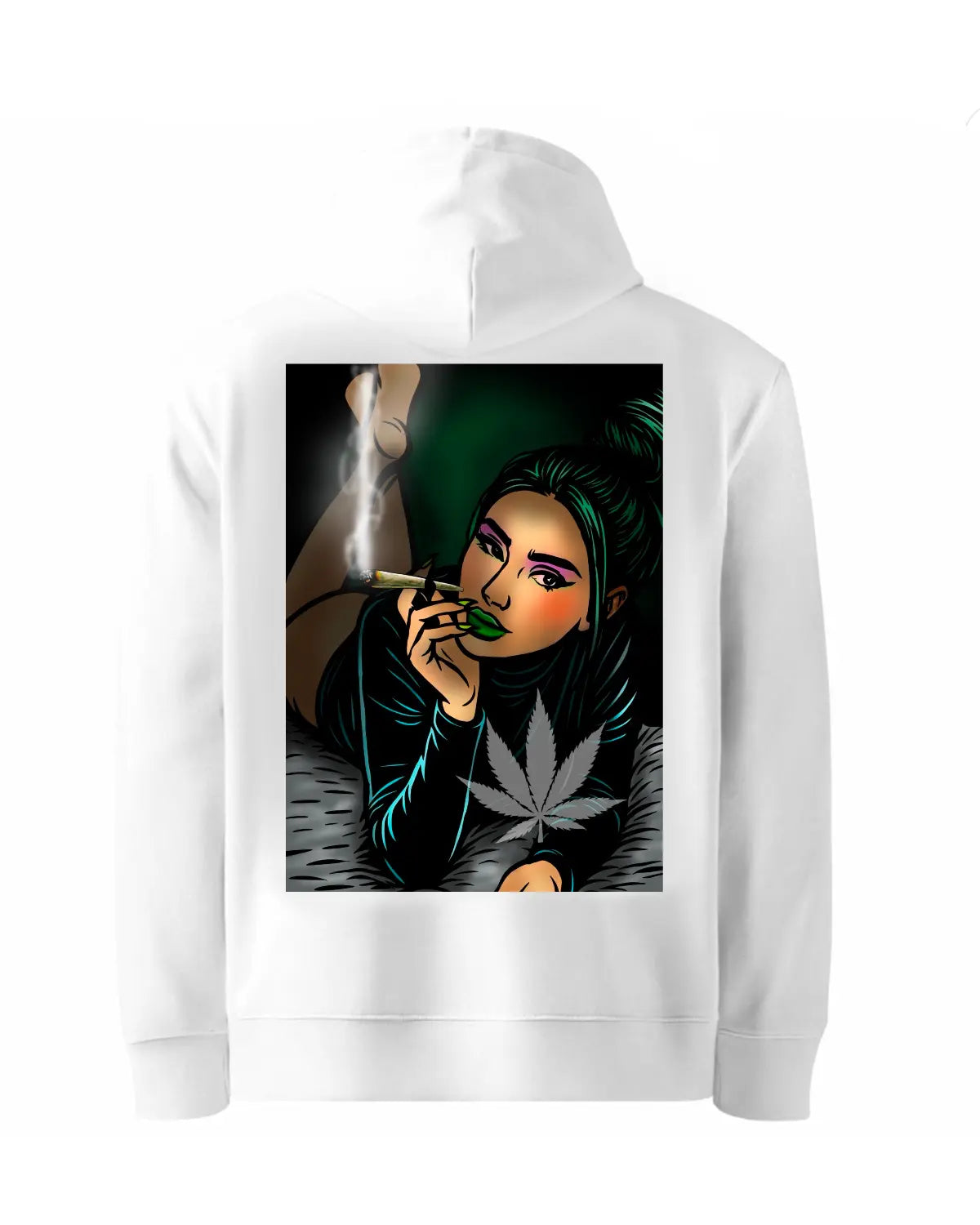 Laid Back Beauty Hoodie – Relaxed Herbal-Inspired Art by GrizzlySlapz (Adult Unisex, Black or White)
