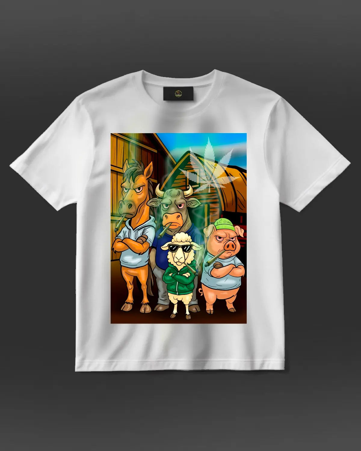 Barnyard Stoner Crew – Smoking Animals T-Shirt by GrizzlySlapz