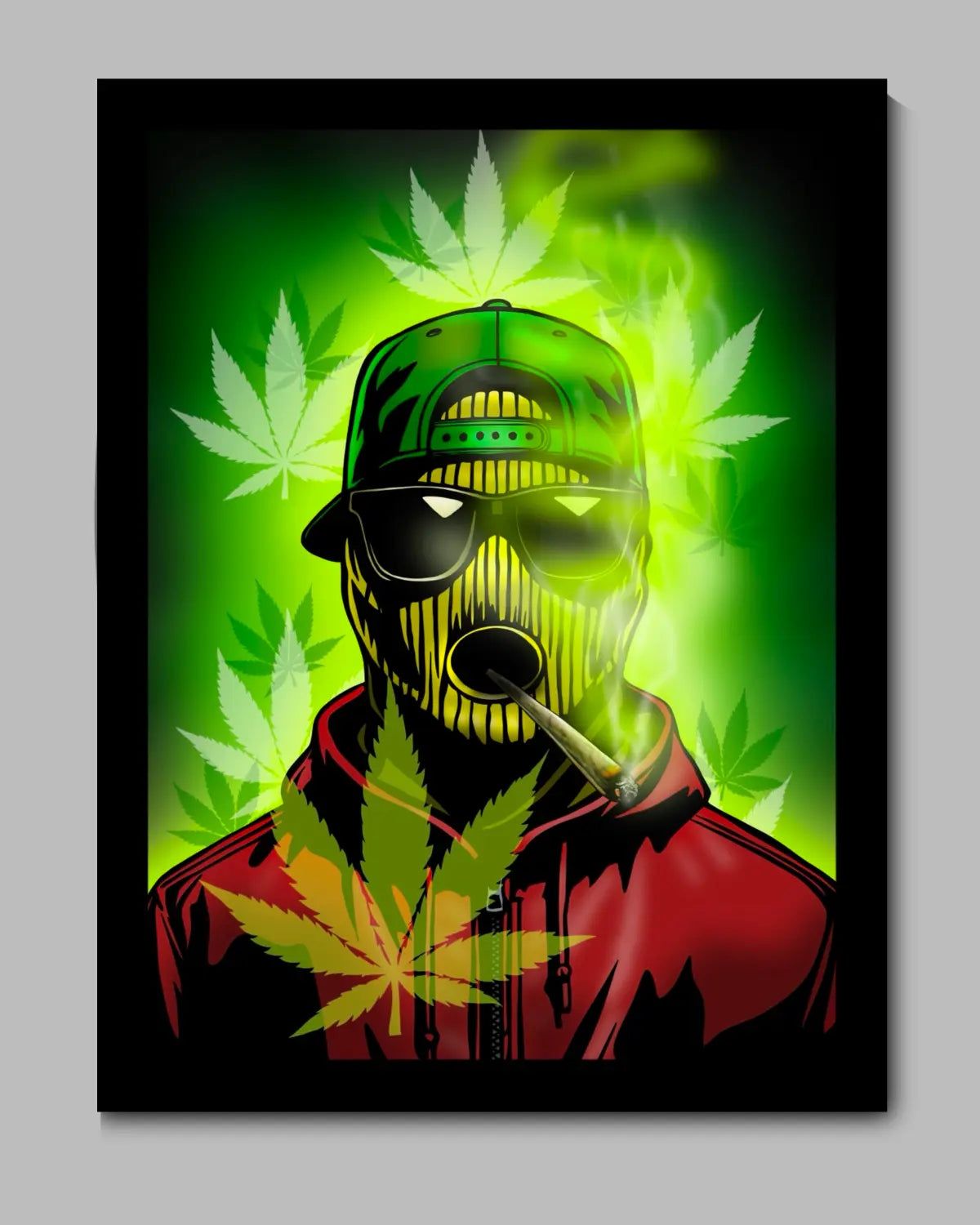 Large Framed Canvas (24×36”) – Balaclava Stoner by GrizzlySlapz