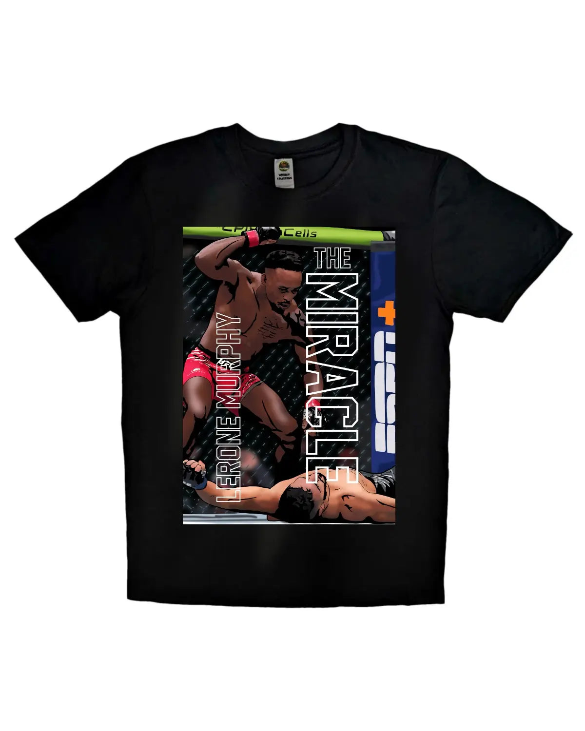Lerone Murphy Spinning Elbow KO T-Shirt | UFC MMA Fightwear | Black or White Unisex Adults Tee by GrizzlyGFX