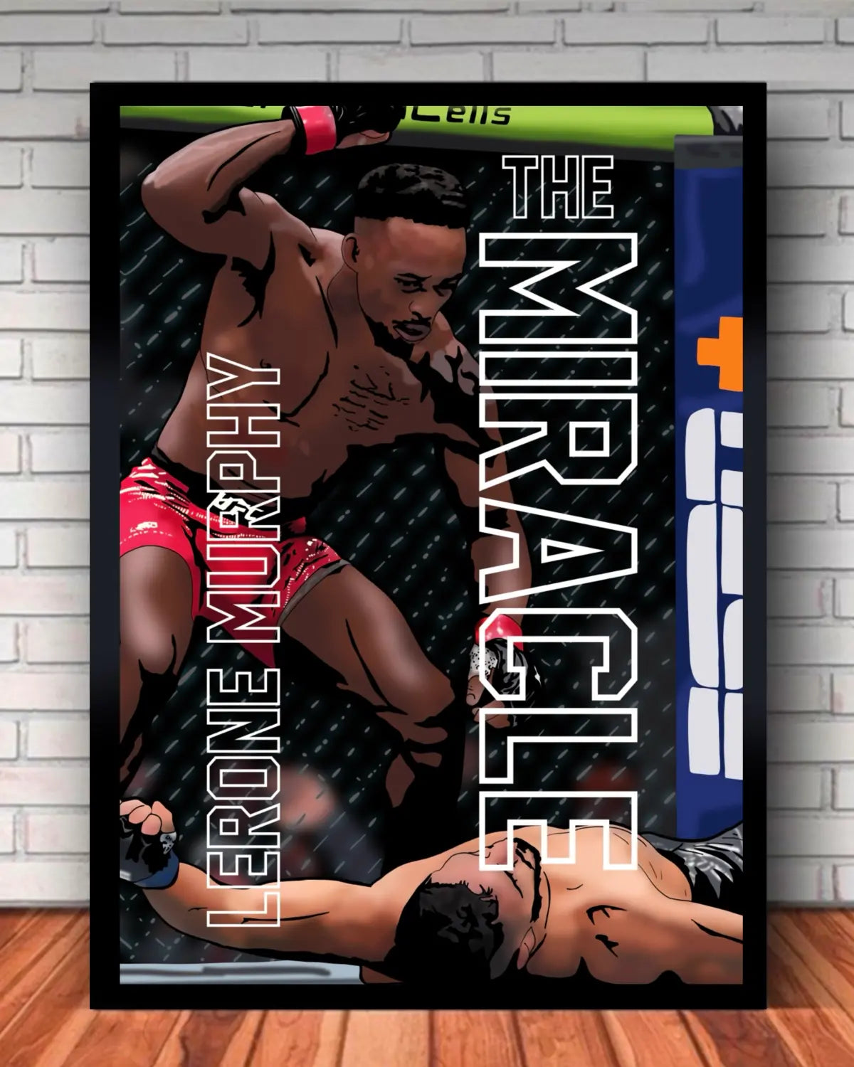 Lerone Murphy Spinning Elbow KO Canvas | UFC MMA Fight Art | Large 24x36 Black Frame by GrizzlyGFX