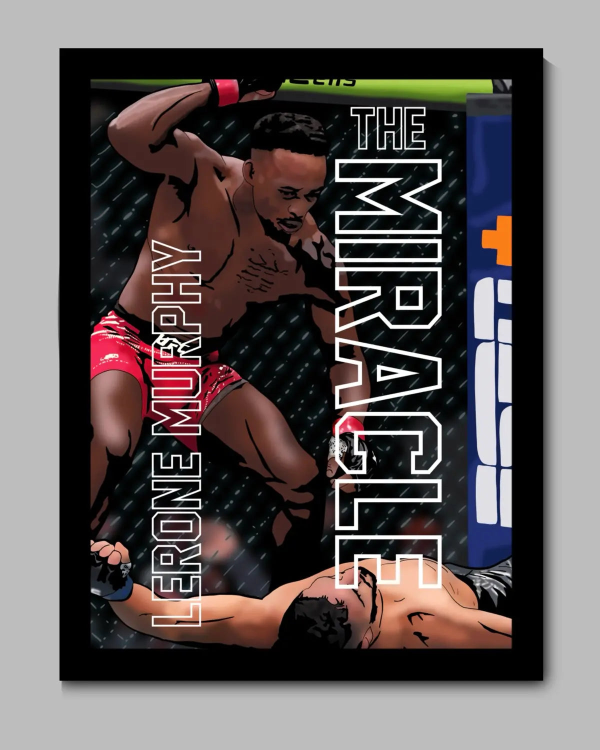 Lerone Murphy Spinning Elbow KO Canvas | UFC MMA Fight Art | Large 24x36 Black Frame by GrizzlyGFX