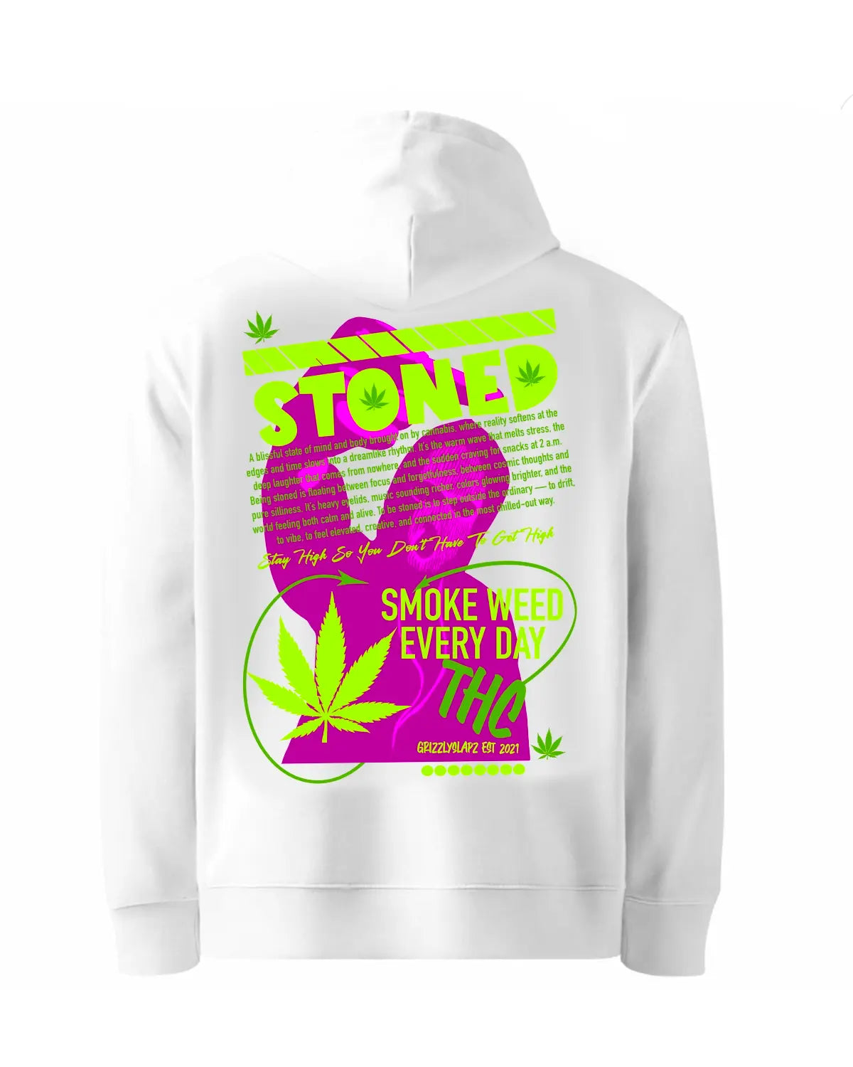 Stoned: Definition Weed Hoodie | Cannabis Hoodie Guy Middle Finger Streetwear by GrizzlySlapz | Black or White Adults Unisex