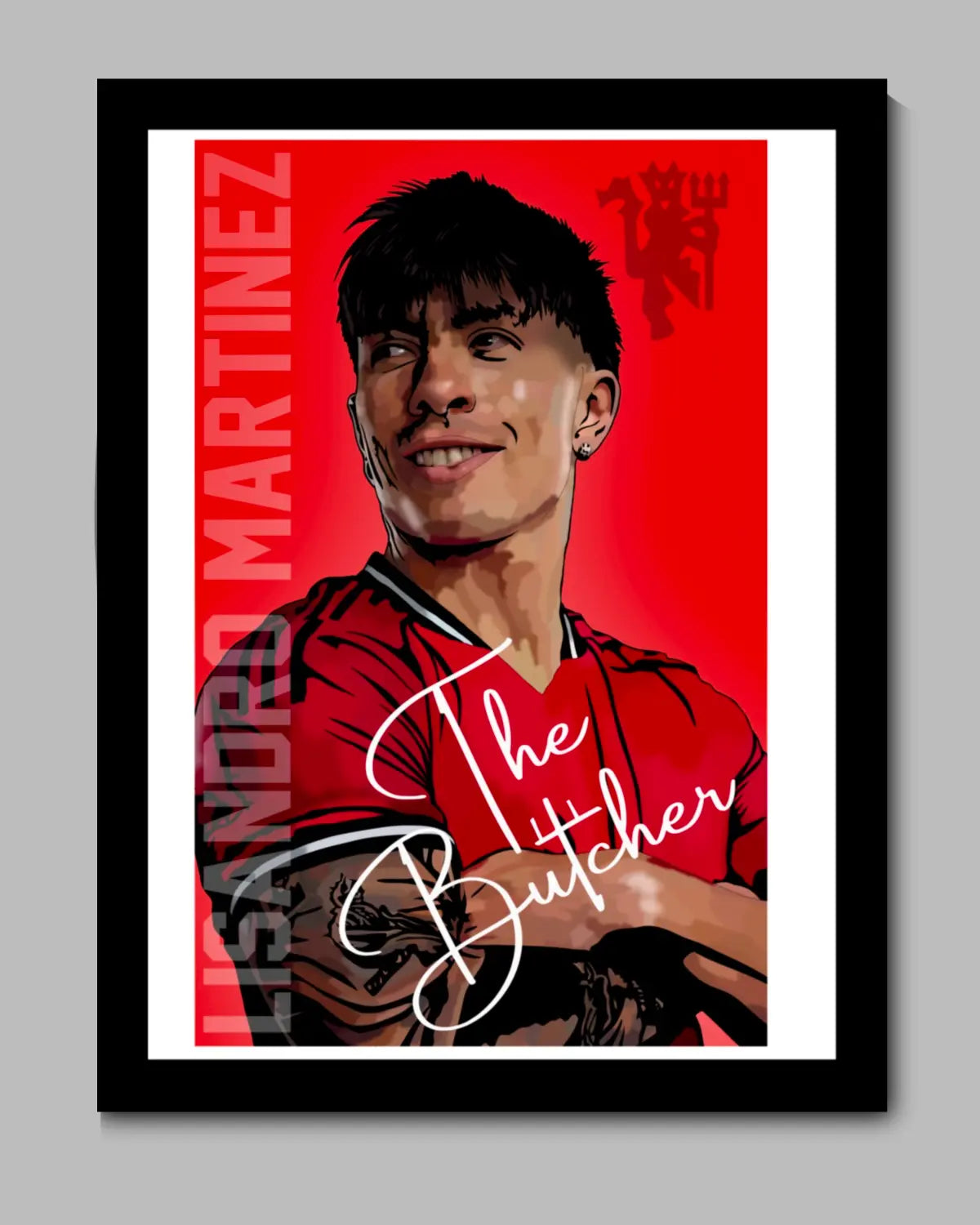 Lisandro “The Butcher” Martínez Manchester United 16x20 Framed Canvas Wall Art by GrizzlyGFX