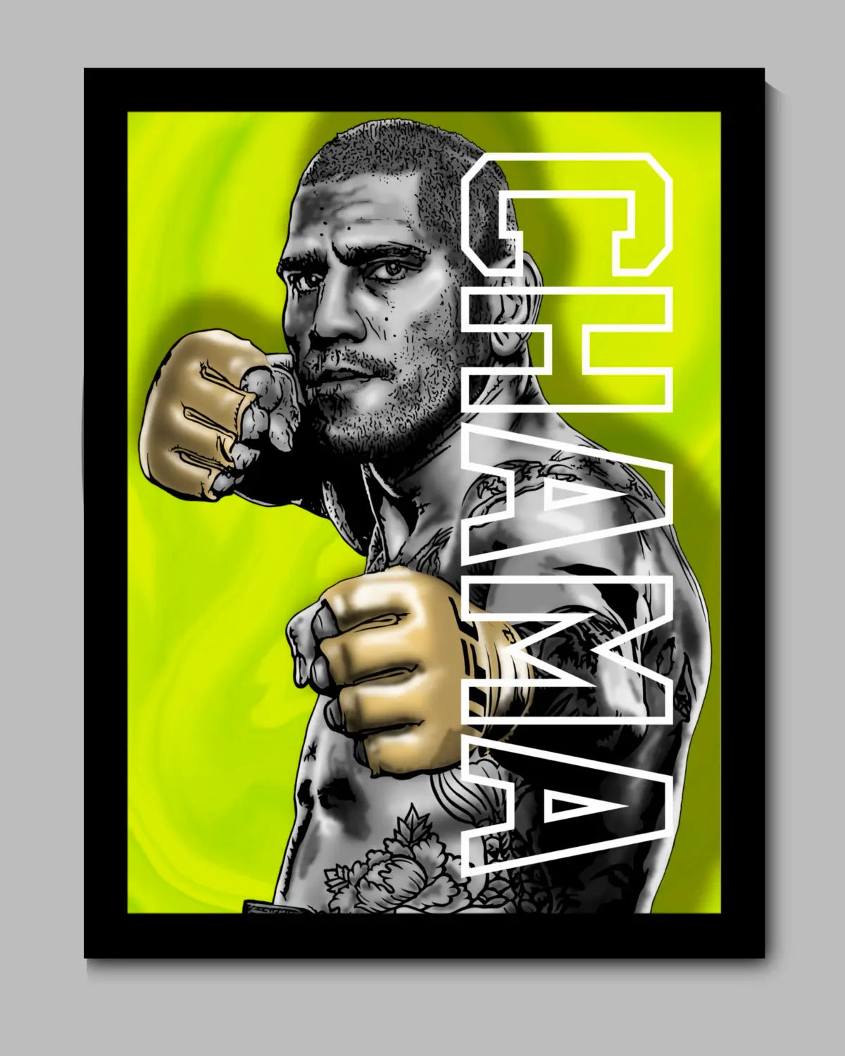 Alex “Poatan” Pereira CHAMA AND NEW UFC Champion Framed Canvas | Large 24x36 | UFC Wall Art by GrizzlyGFX