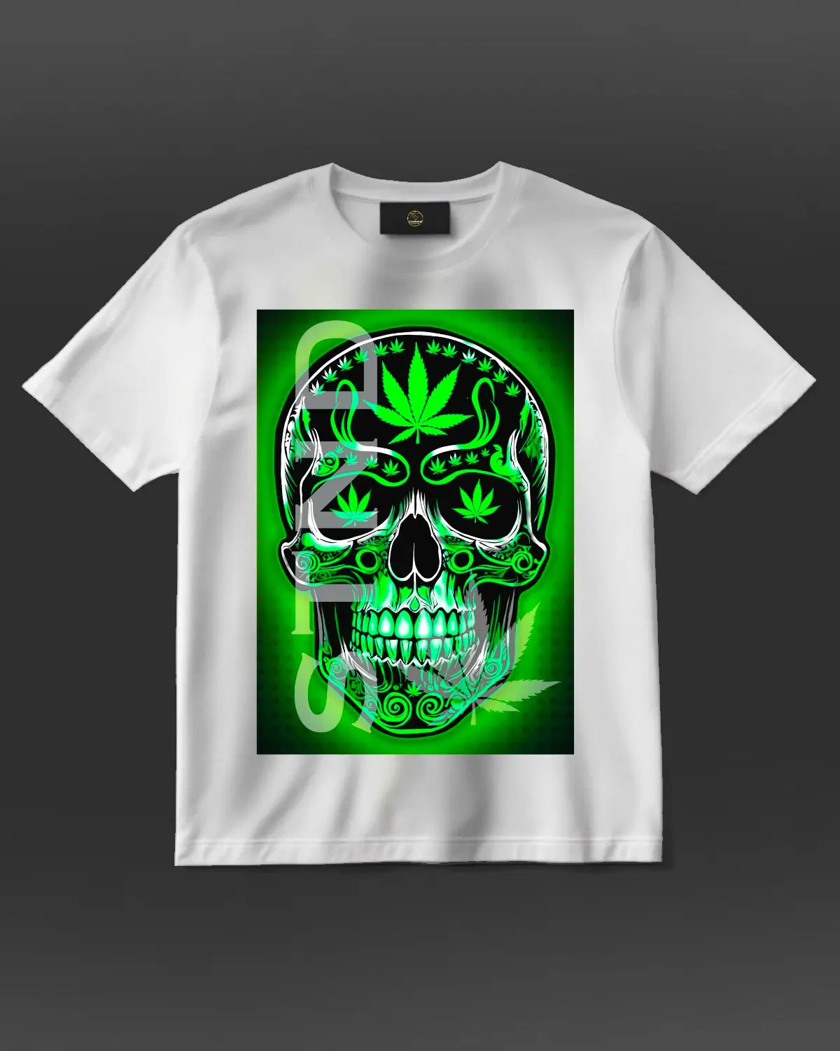 STND Skull Leaf T-Shirt by GrizzlySlapz | Trippy Herbal Art Design | Adults Unisex XS–XXL | Black or White