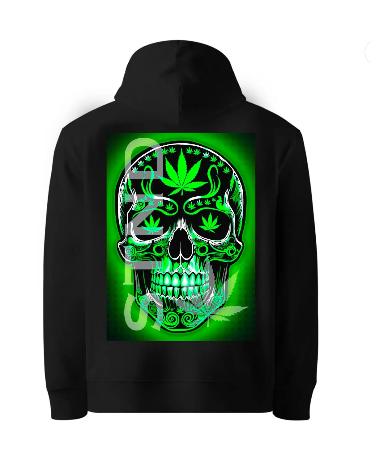 STND Skull Leaf Hoodie by GrizzlySlapz | Trippy Herbal Skull Design | Adults Unisex S–XXL | Black or White