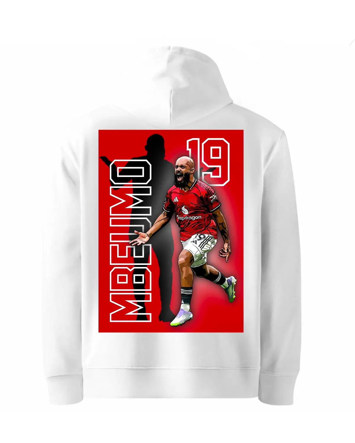 Bryan Mbeumo Manchester United Goal Celebration Hoodie – Number 19 Red Devils Artwork by GrizzlyGFX (Unisex S–XXL)
