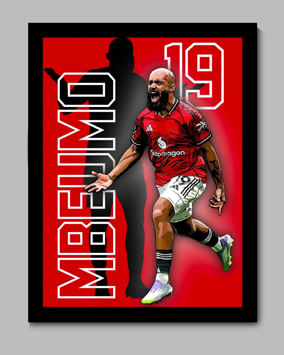 Bryan Mbeumo Manchester United 8x10 Framed Canvas – Goal Celebration Artwork by GrizzlyGFX
