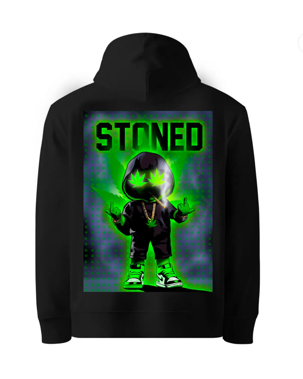 Stoned Weed Character Smoke Hoodie – GrizzlySlapz | Black or White (S–XXL)