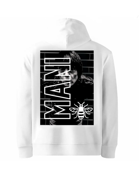 RIP Mani Tribute Hoodie – Stone Roses & Primal Scream Legend | Manchester Music Icon | GrizzlyGFX Unisex Hoodie (S–XXL, Black or White)