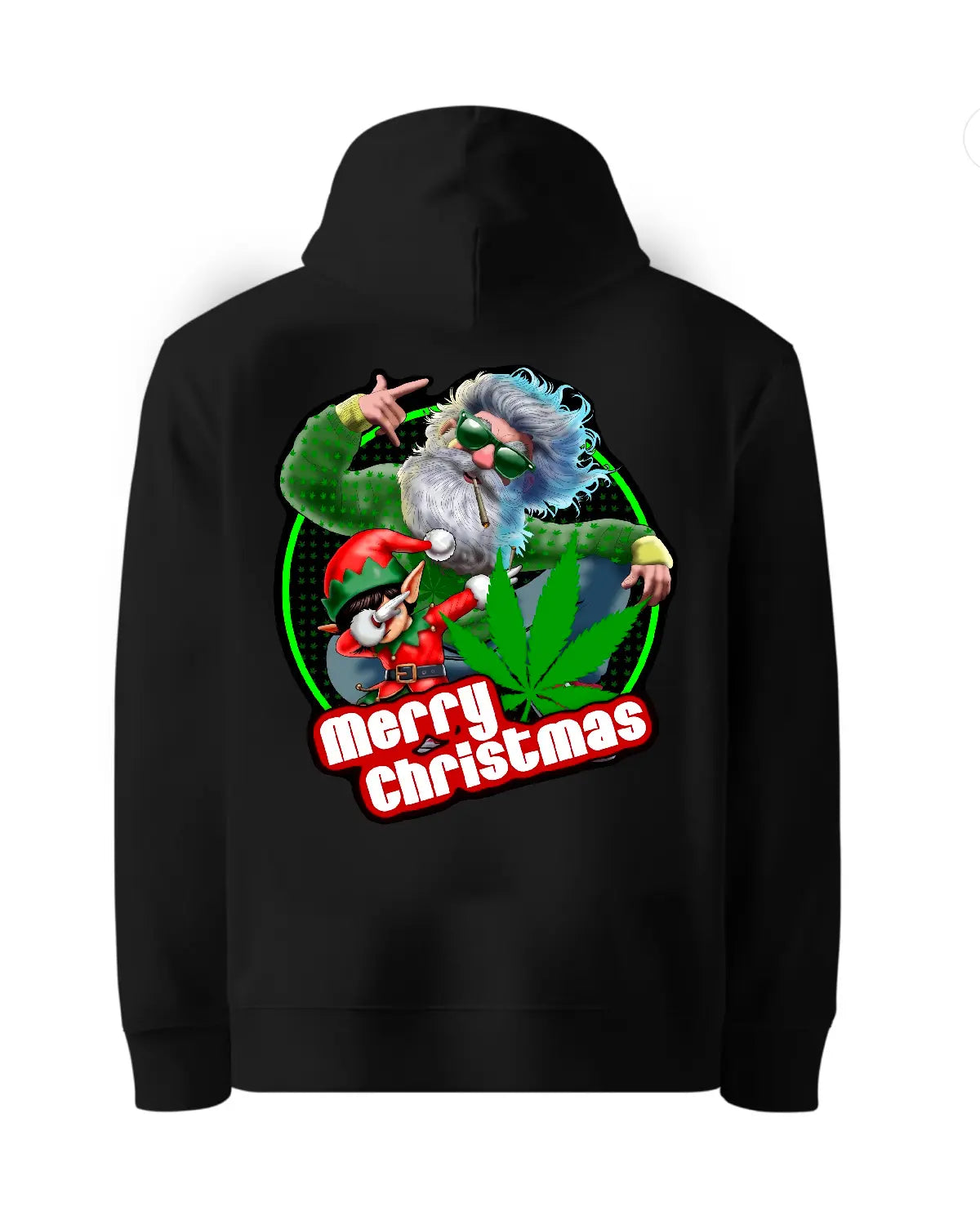 SANTA & ELF WEED HOODIE (Adults Unisex S–XXL)
Black or White | Stoner Christmas Hoodie | GrizzlySlapz