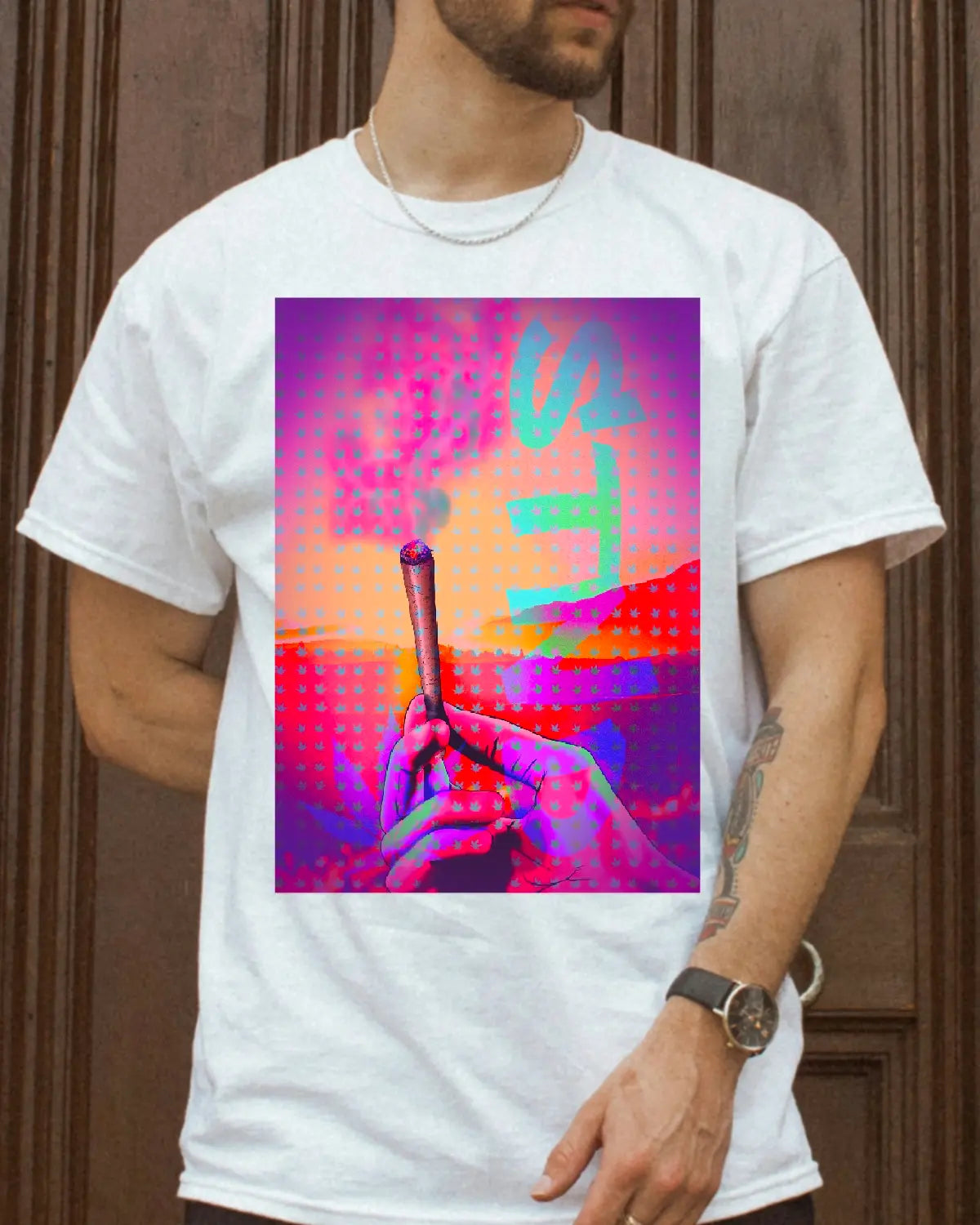 STND Paradise Stillness T-Shirt | Sunset Weed Culture Artwork by GrizzlySlapz