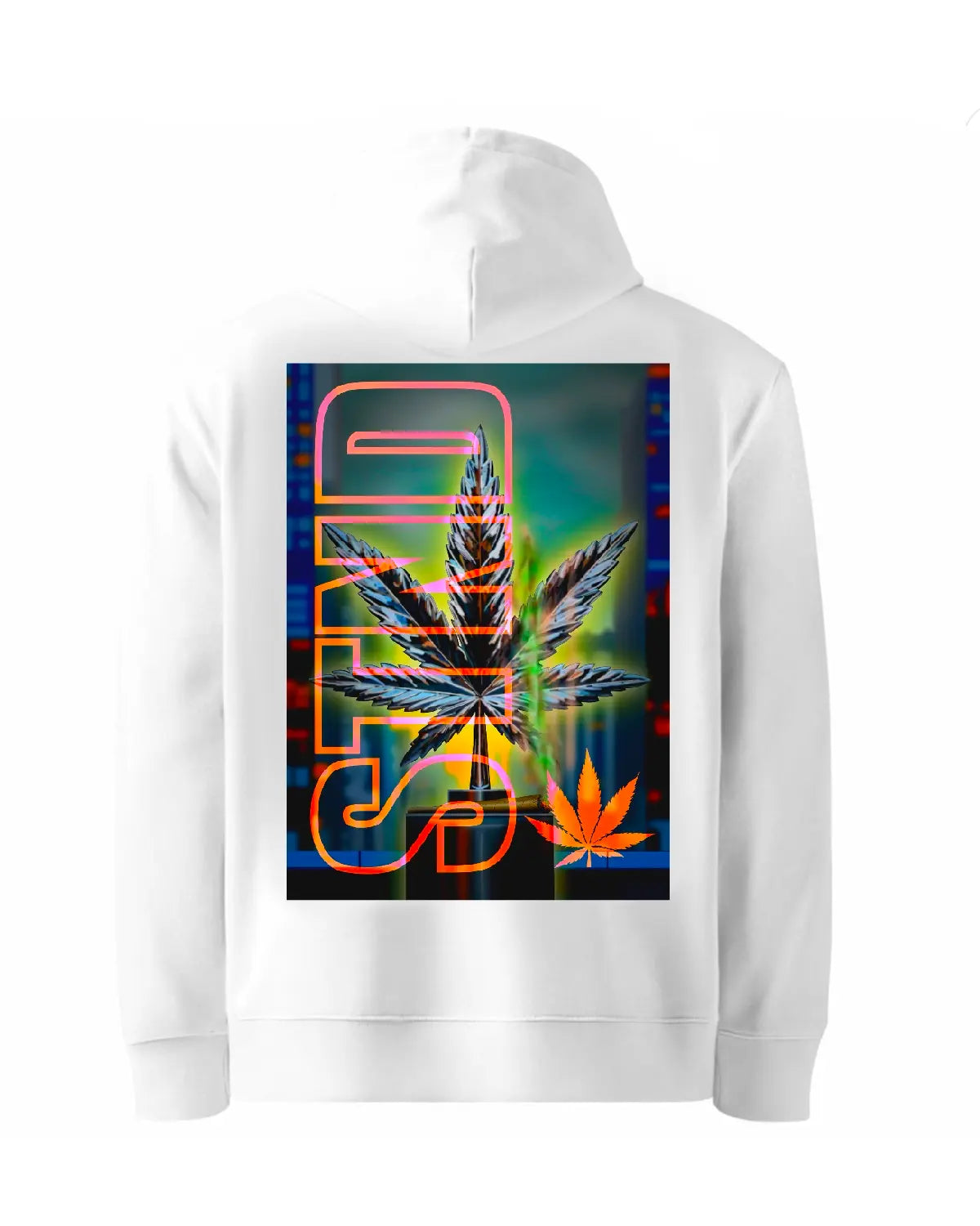 Chrome Weed Leaf Statue Hoodie | Metallic Cannabis Art by GrizzlySlapz