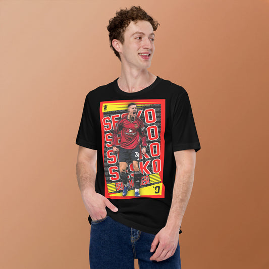 Benjamin Šeško Red Rising football graphic T-shirt in black – alternate front view