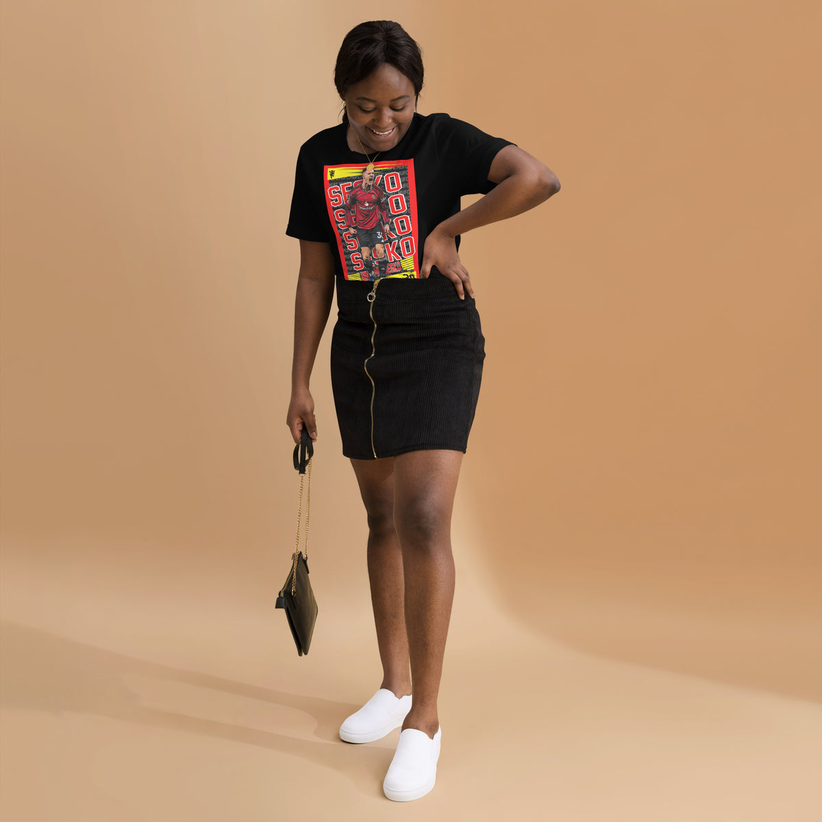 Benjamin Šeško Red Rising football graphic T-shirt in black – front view