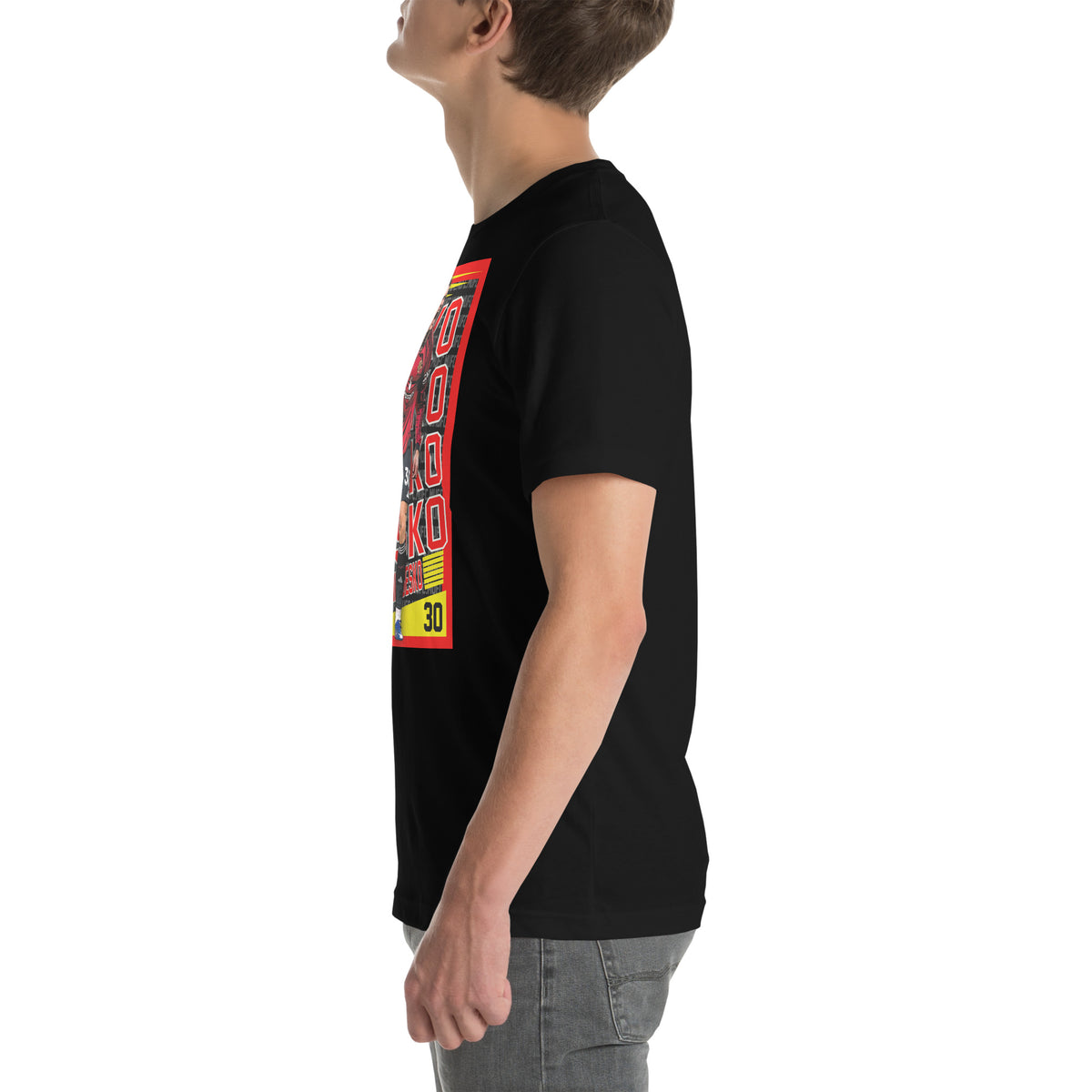 Benjamin Šeško Red Rising football graphic T-shirt in black – left side view