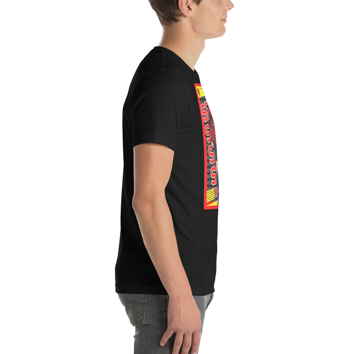 Benjamin Šeško Red Rising football graphic T-shirt in black – right side view