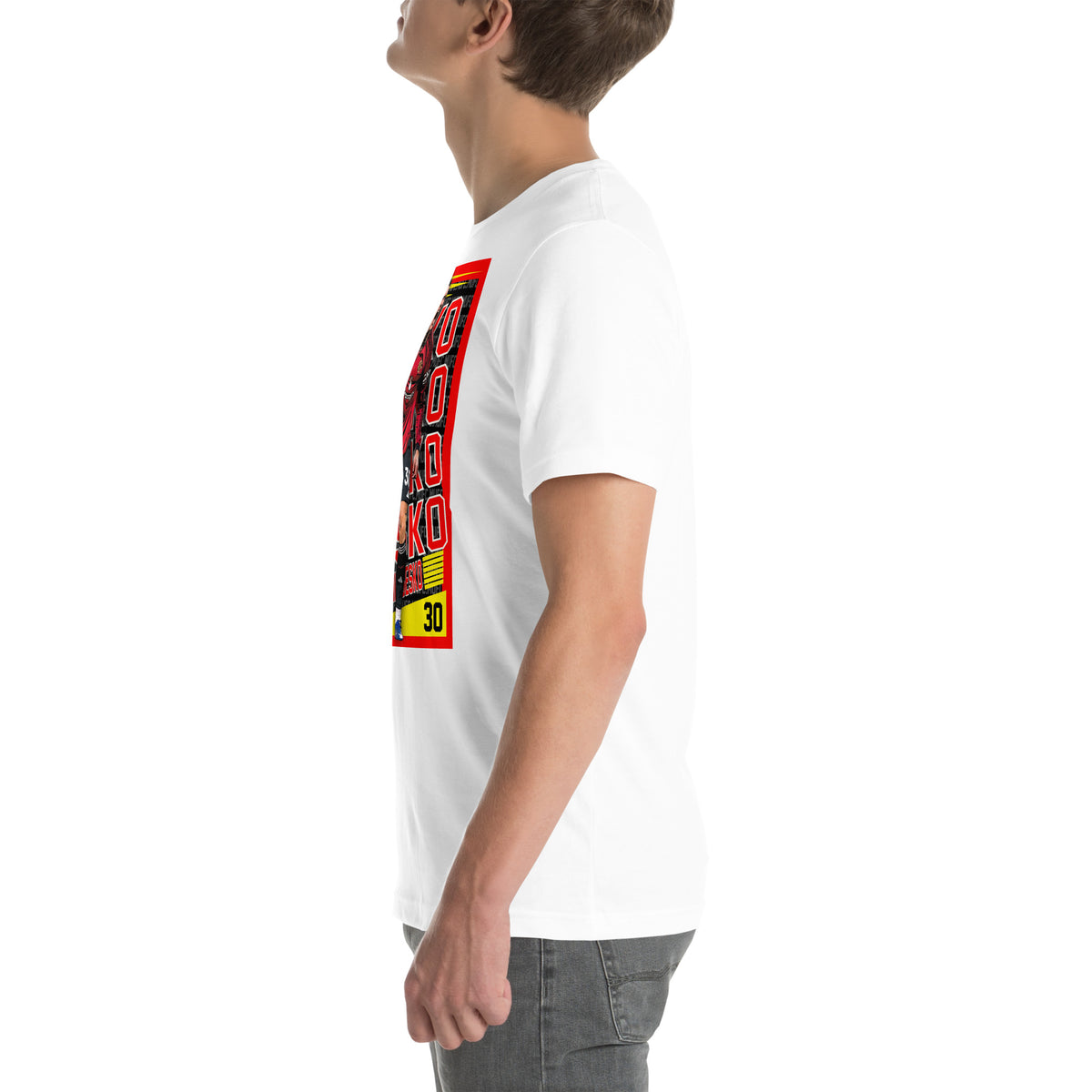 Benjamin Šeško Red Rising football graphic T-shirt in white – left side view