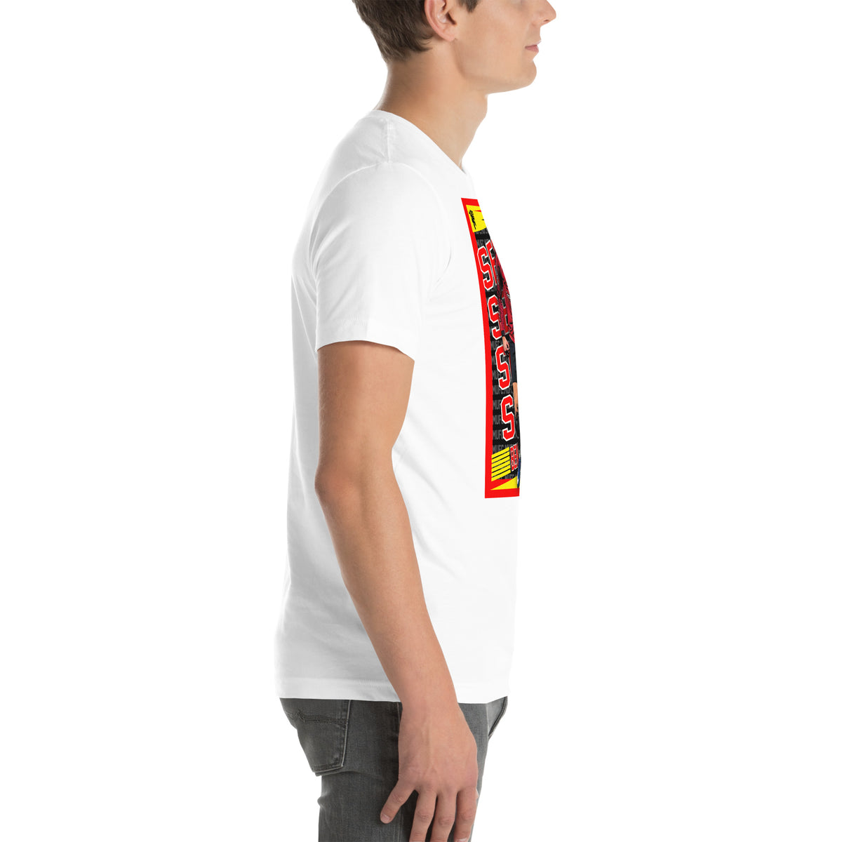 Benjamin Šeško Red Rising football graphic T-shirt in white – right side view