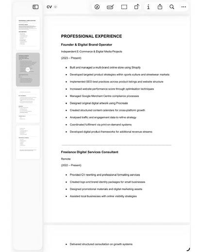 Professional CV Rewrite Service UK – Modern Layout & Wording Upgrade