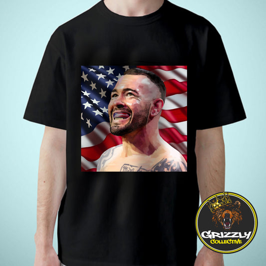 Black Colby “Chaos” Covington American Flag T-Shirt by GrizzlyGFX