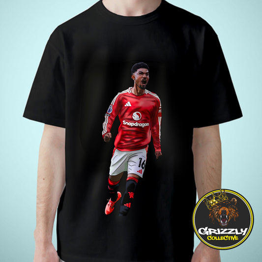 Black Amad Diallo Goal Celebration T-Shirt by GrizzlyGFX