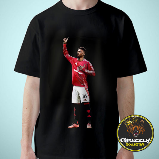 Amad Diallo Goal Celebration Praise T-Shirt by GrizzlyGFX