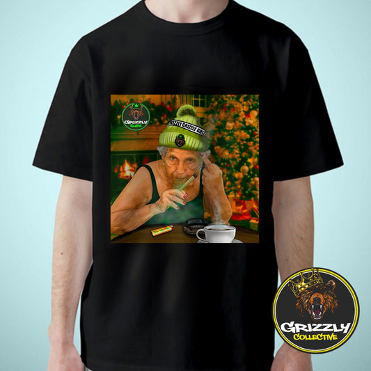 Black “Grandma’s Christmas Joint” T-Shirt by Grizzly SLAPZ