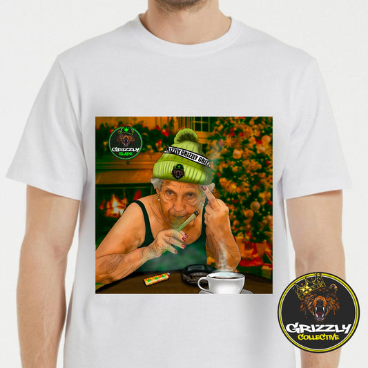 White “Grandma’s Christmas Joint” T-Shirt by Grizzly SLAPZ