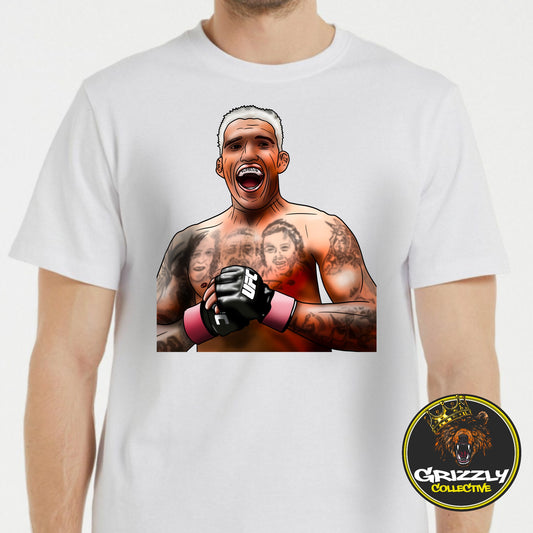 White “Charles Oliveira” T-Shirt by GrizzlyGFX