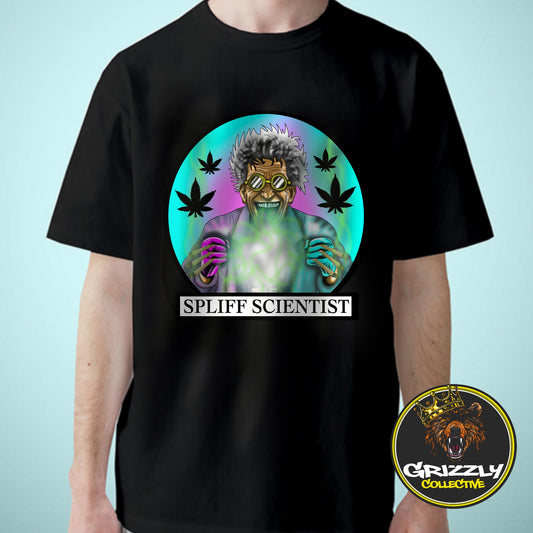 Black “Spliff Scientist Weed Logo” T-Shirt by Grizzly SLAPZ