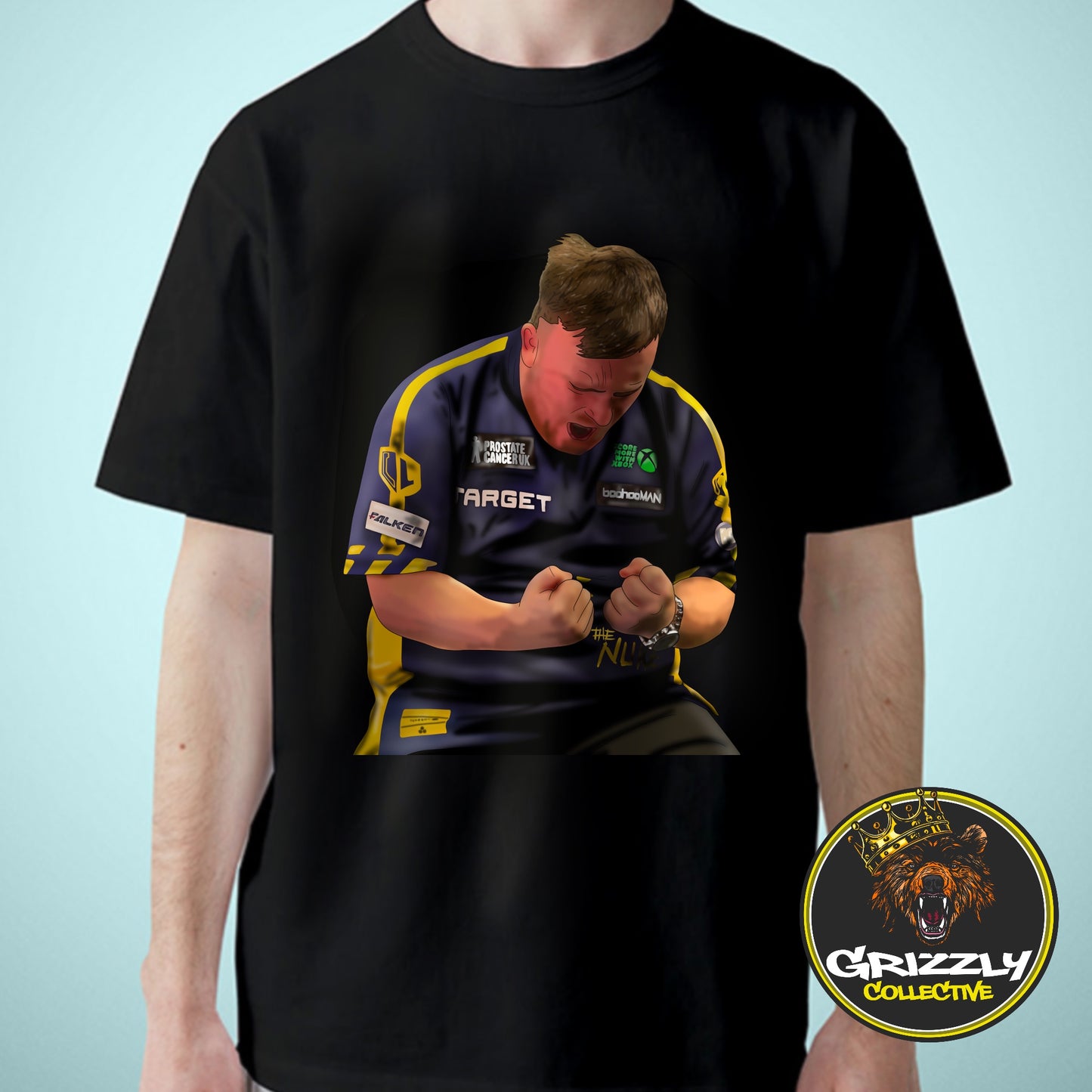 Black “Luke Littler Celebration” T-Shirt by GrizzlyGFX